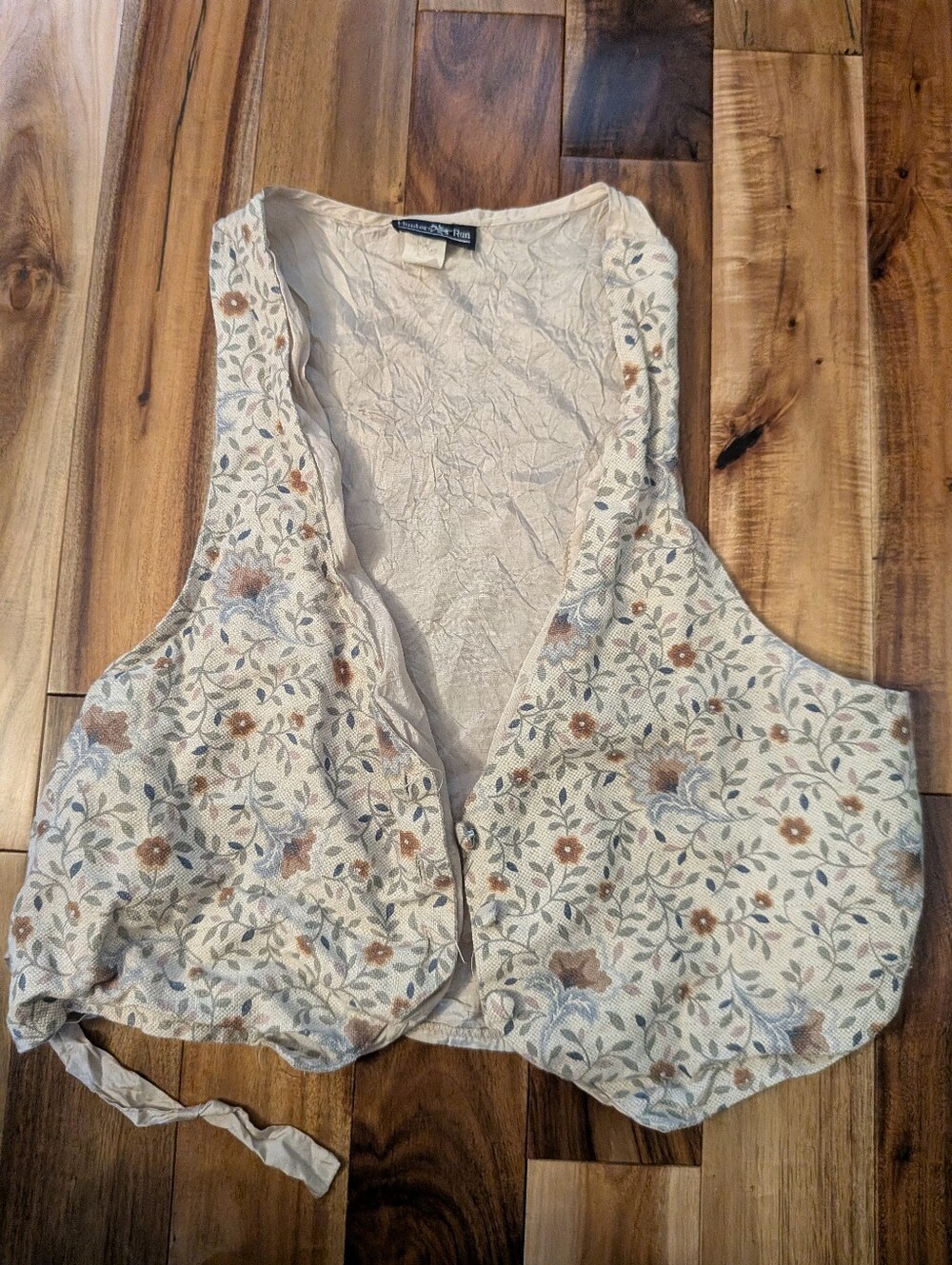 Women's Hunters Run Floral Linen Quilted Vest Large